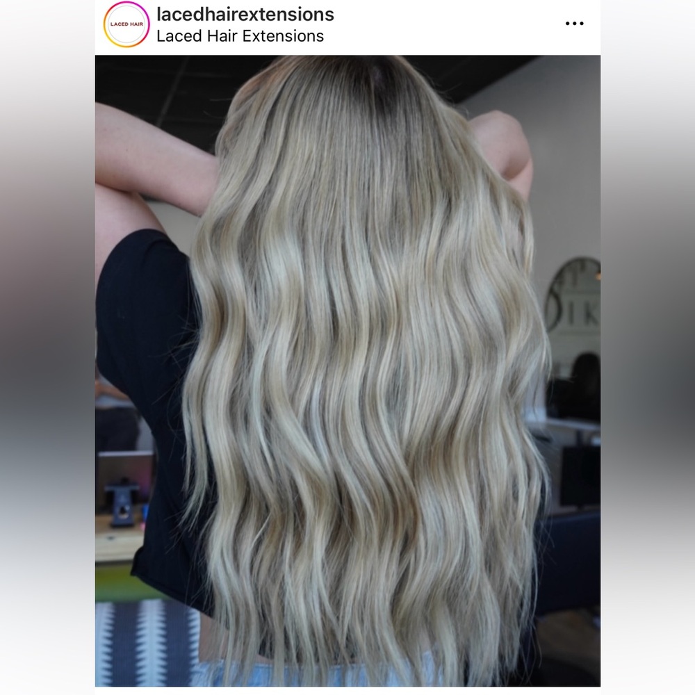 Laced blonde hair extensions hand tied